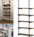 Industrial Wall Mount Iron Pipe Shelving 5 Tier Black G44671