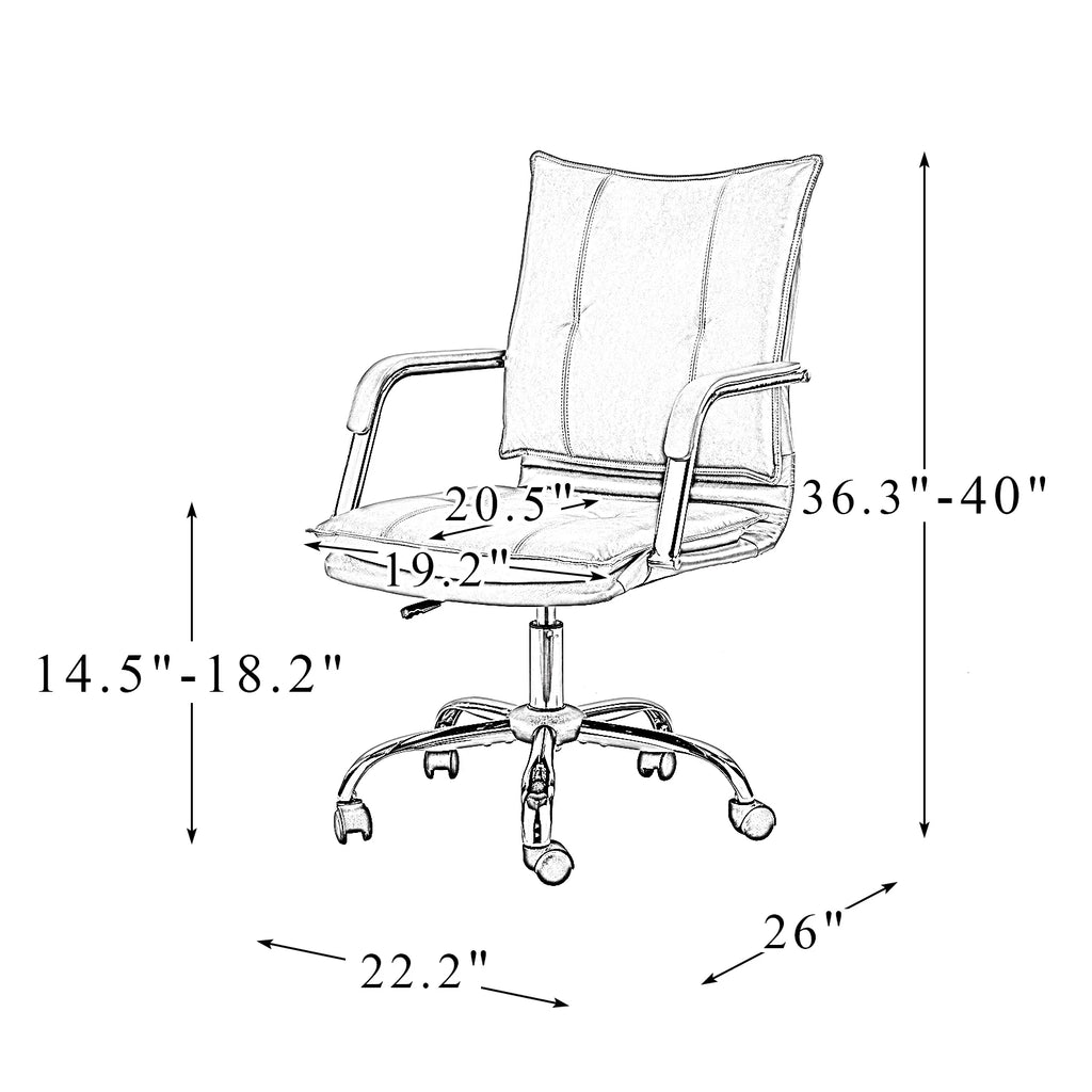 Camel Vegan Leather Task Chair with Tufted Mid Back Armrest Swivel Adjustable P402455
