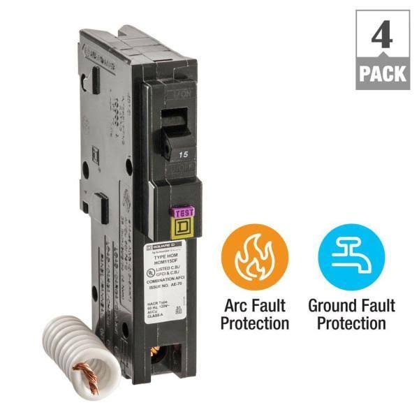 15 Amp Single-Pole Dual Function Circuit Breaker 4-Pack J8965