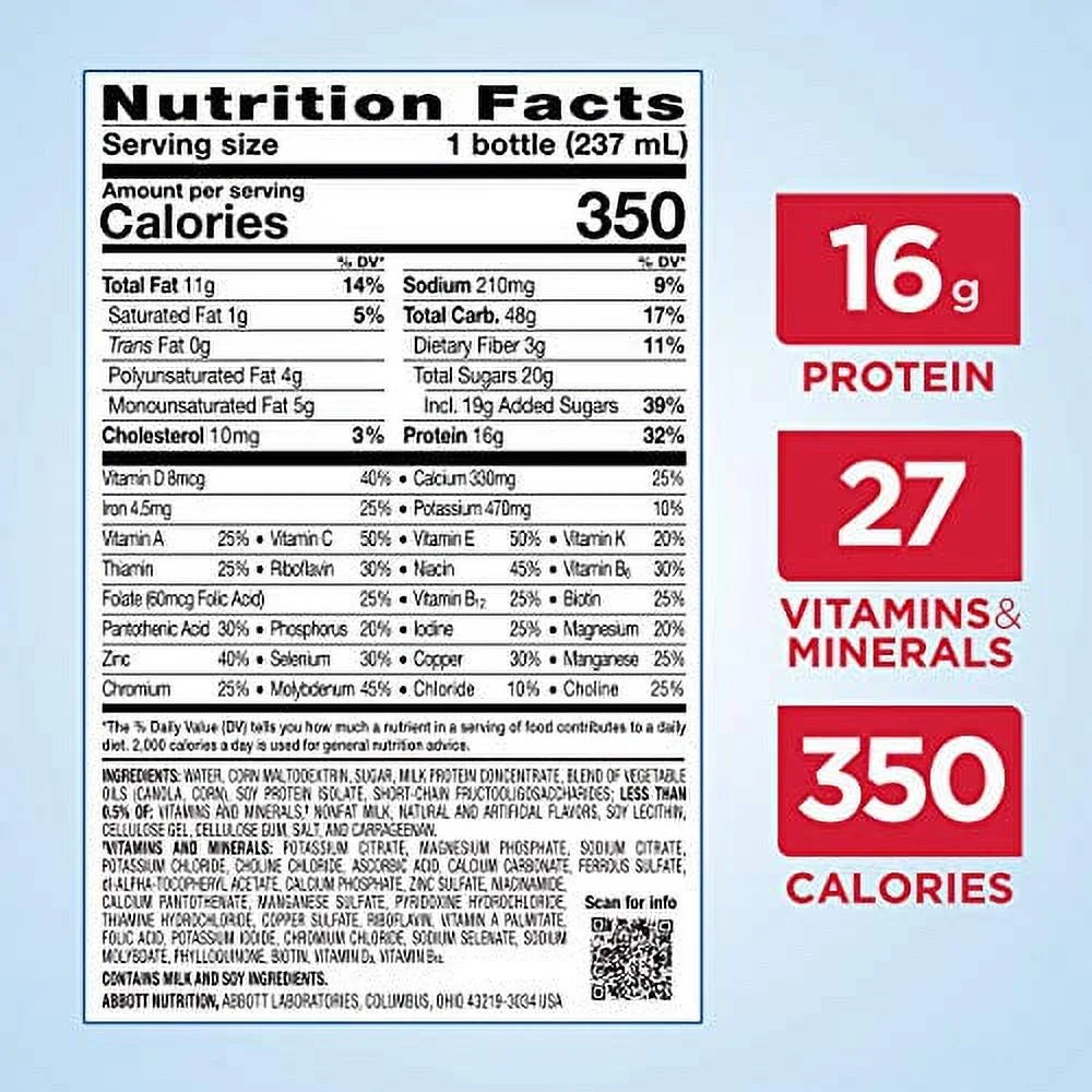 Vanilla Liquid Nutrition Shake, 16 Grams of Protein, 8 Fl Oz Bottle (Pack of 24) V9992