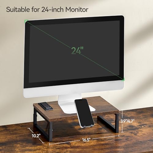 Monitor Stand Riser with Charging, Adjustable Computer Desk Organizer with Phone Holder W702