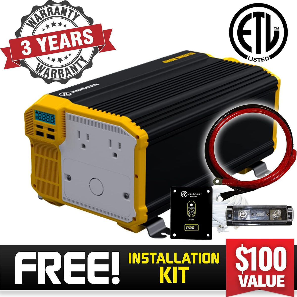 2000 Watt 12V Pure Sine Power Inverter D829081