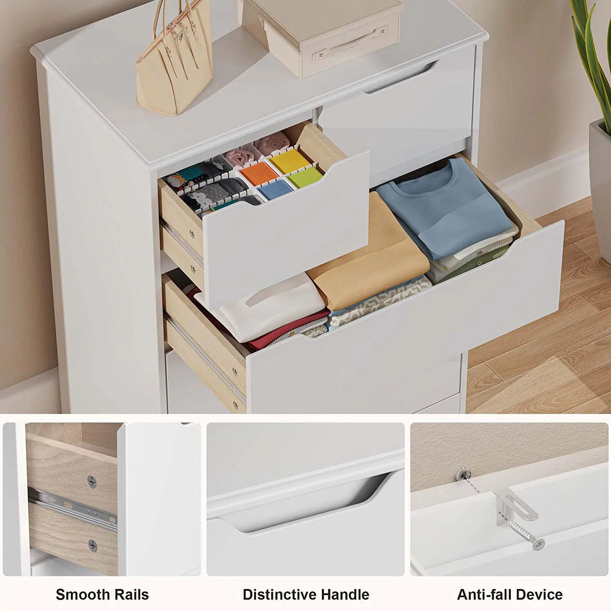 White 5 Drawer Wood Dresser Y32827