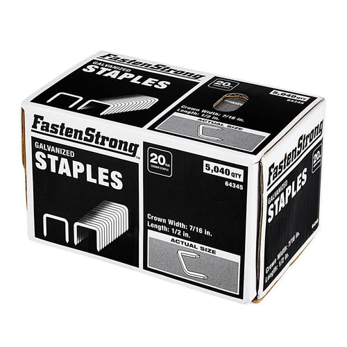 1/2 in. x 7/16 in. 20 GA Galvanized Staples, 5040 Piece N613