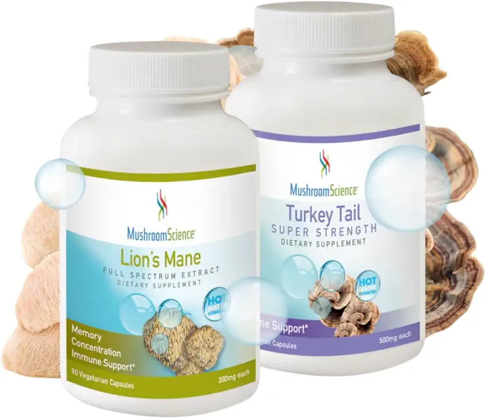 90 Capsules Lions Mane and Turkey Tail Mushroom Capsules Z825979