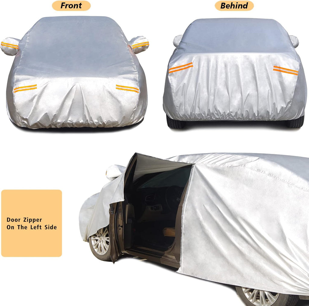 6 Layers Waterproof Outdoor Full Car Cover with Zipper Cotton D9464