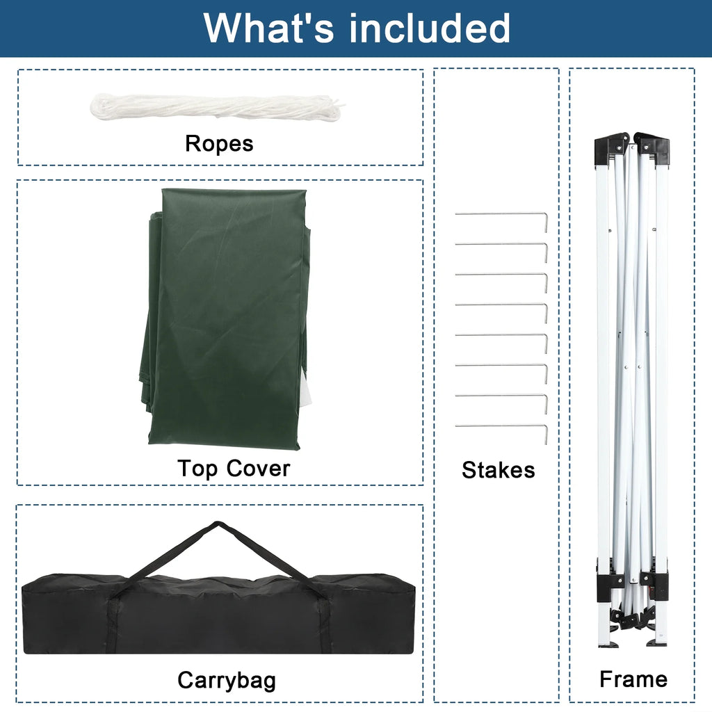 6.5 x 6.5ft Pop Up Gazebo Canopy Tent with 4 Sidewalls Green U6943