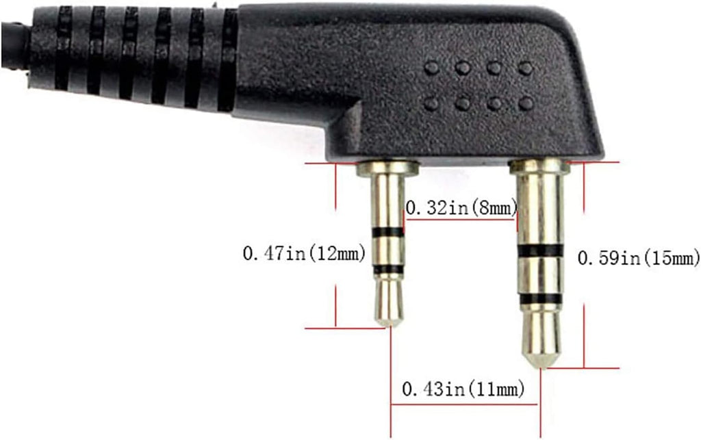 Case of 10 2 Pin D-Type Headset for 2 Way Radios P72069