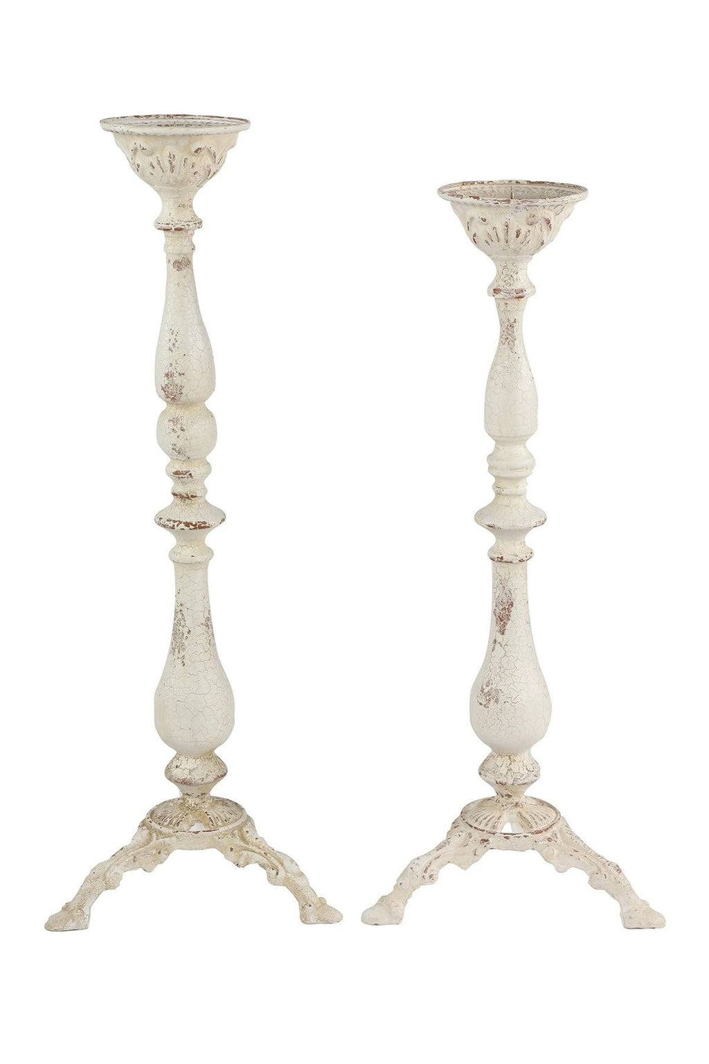 Vintage White Metal Candle Holders, Set of 2 S3242