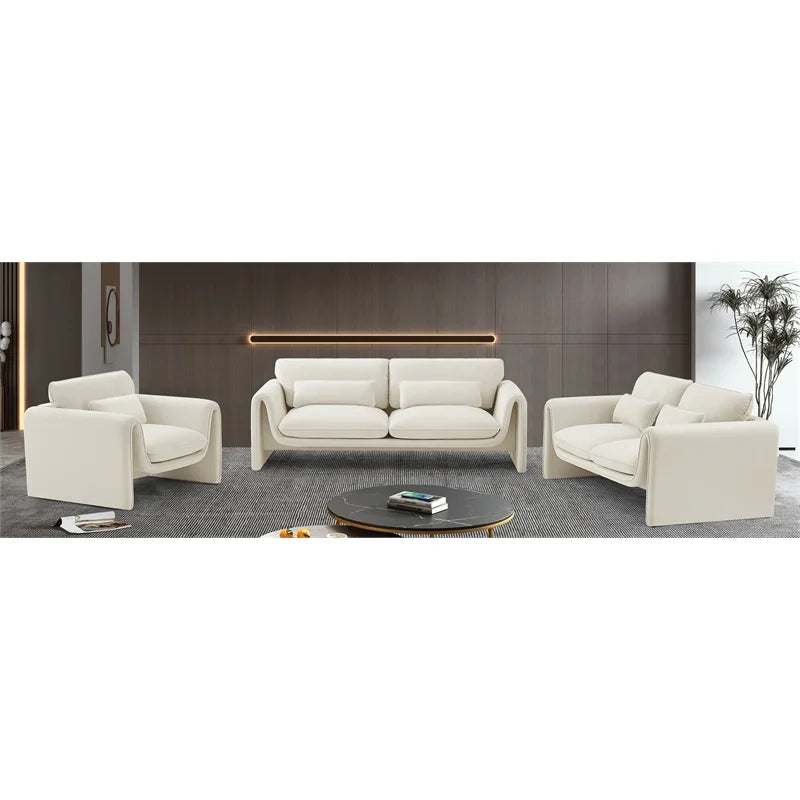 Cream Velvet Loveseat G17559