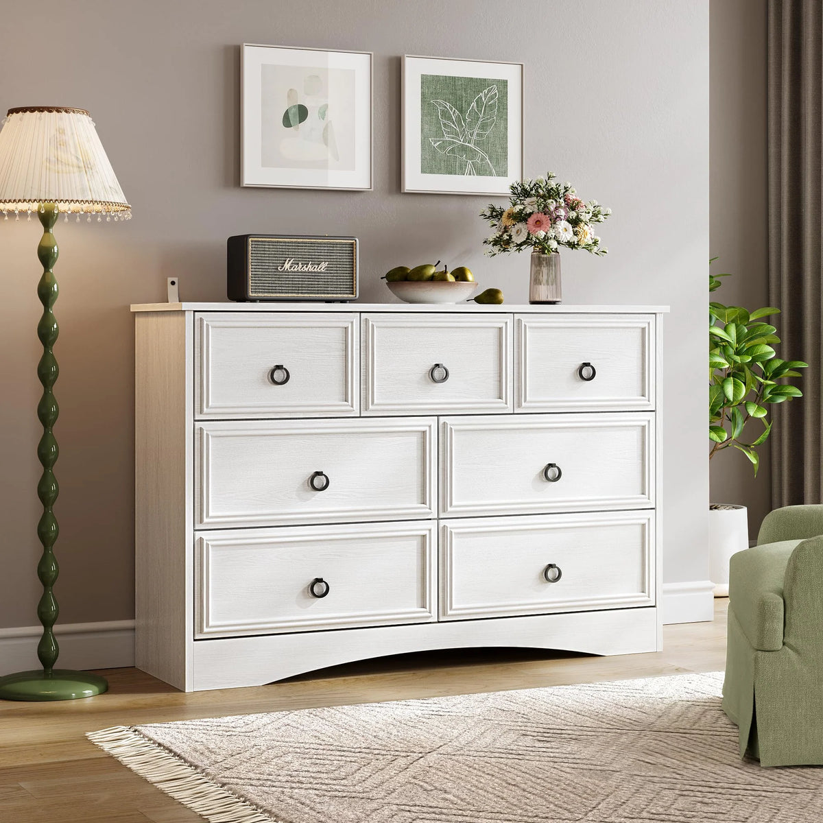 Gray 7 Drawer Wood Dresser Q75288