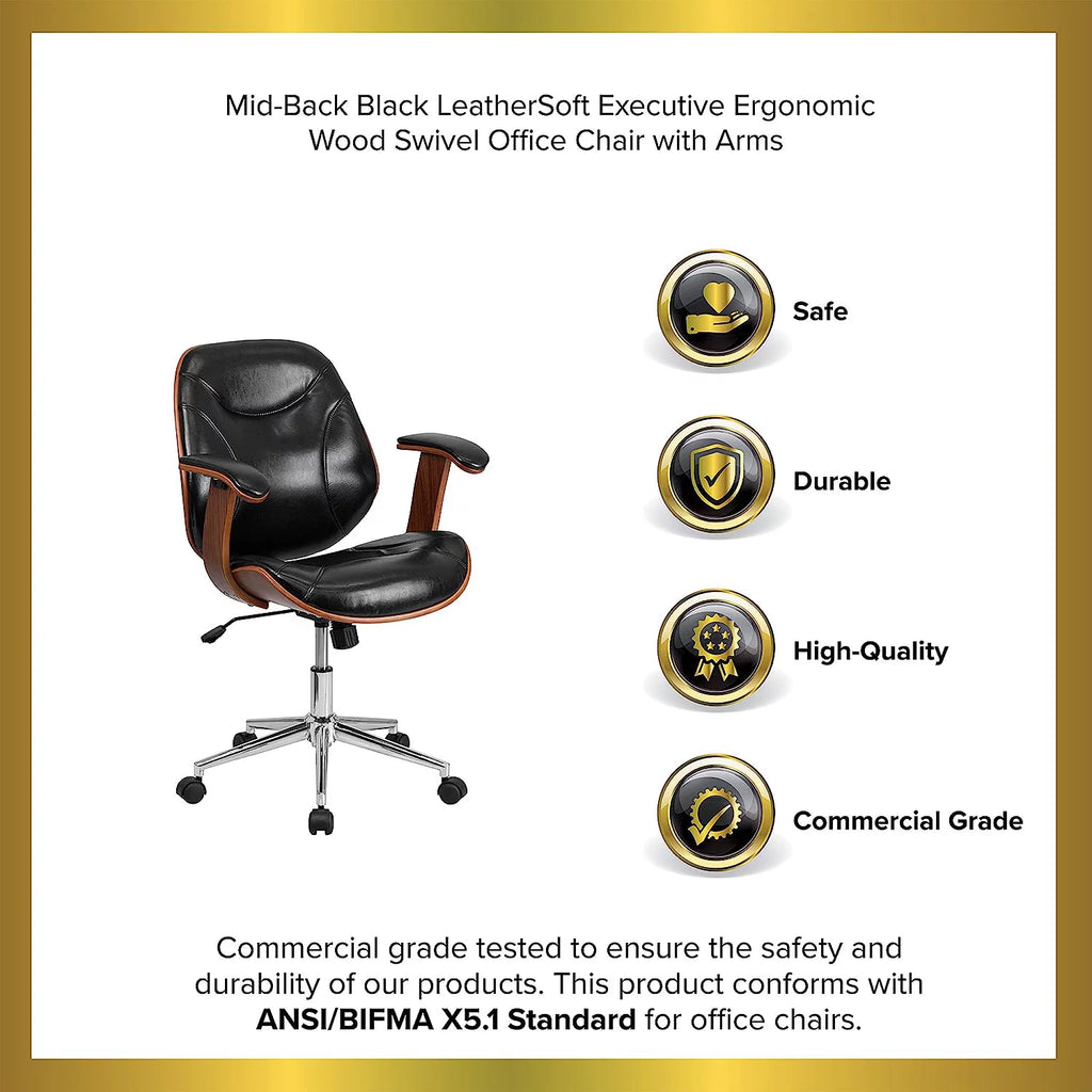 Black Faux Leather Ergonomic Office Chair H4275