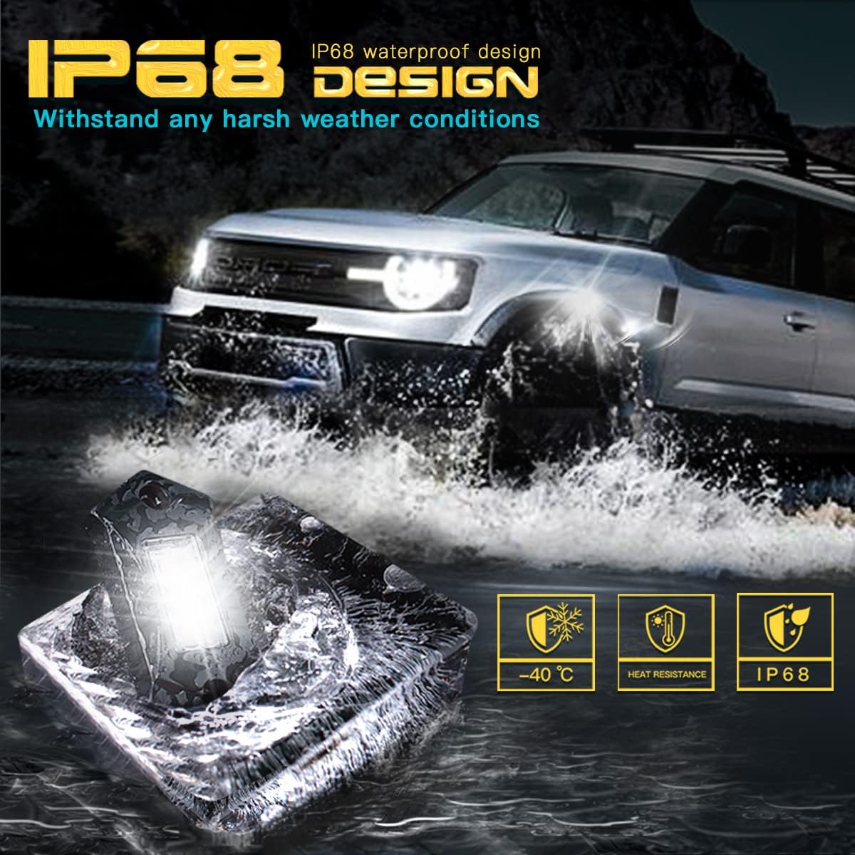 White LED Rock Lights 16PCS Waterproof U653921