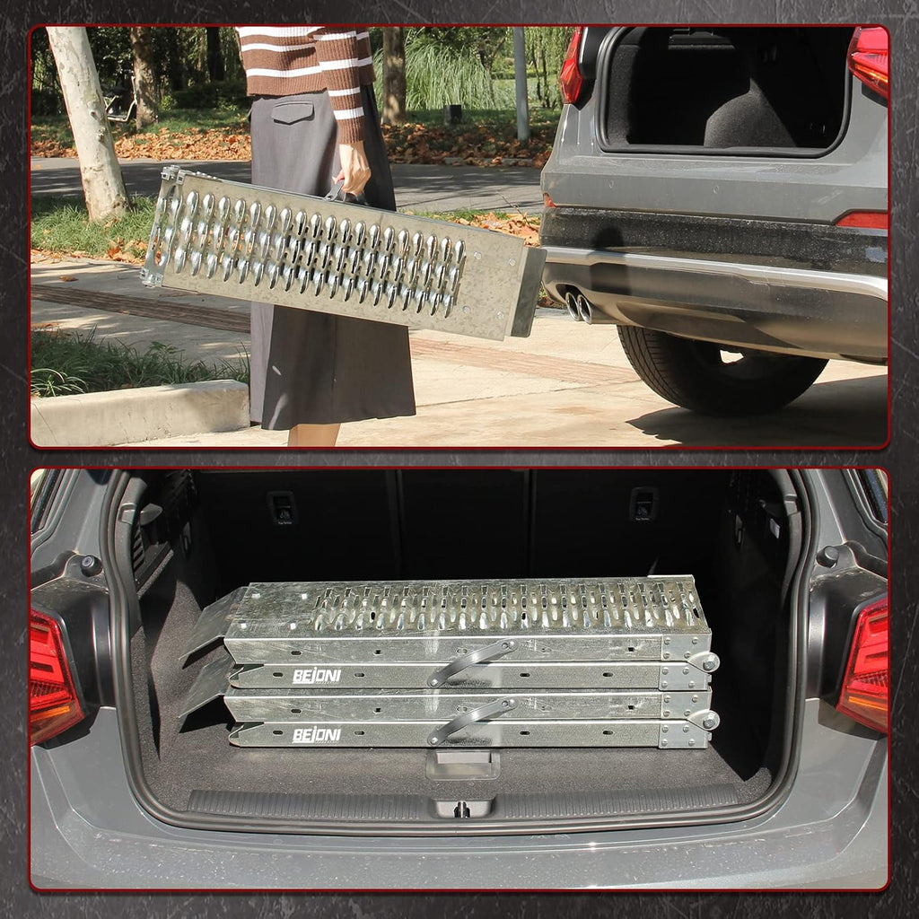 67'' x 8.7'' Folding Heavy Duty Steel Loading Ramps, 950 lb Capacity, 1 Pair V78879
