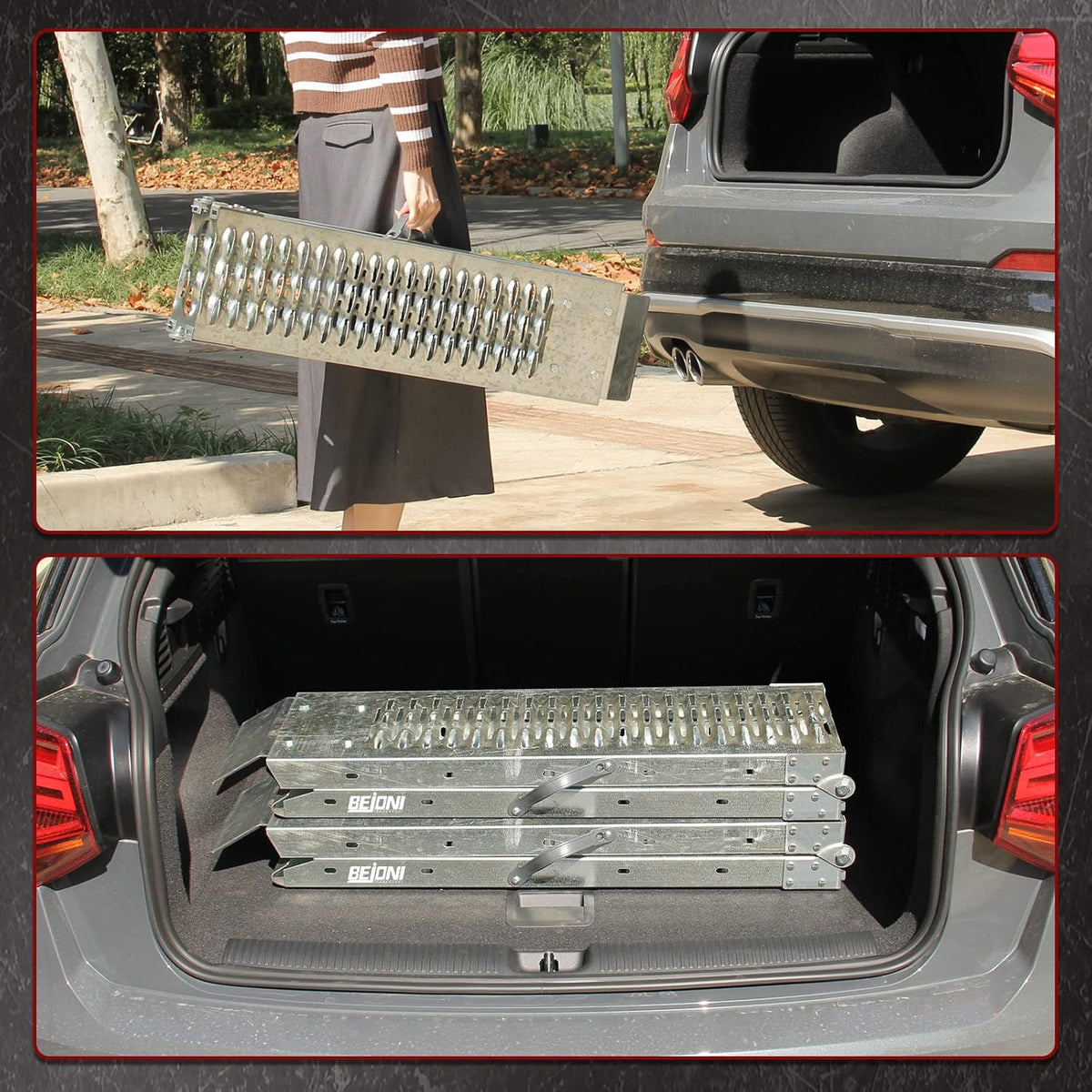 67'' x 8.7'' Folding Heavy Duty Steel Loading Ramps, 950 lb Capacity, 1 Pair V78879