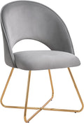 Lightgrey Velvet Upholstered Vanity Chair with Metal Legs W20803