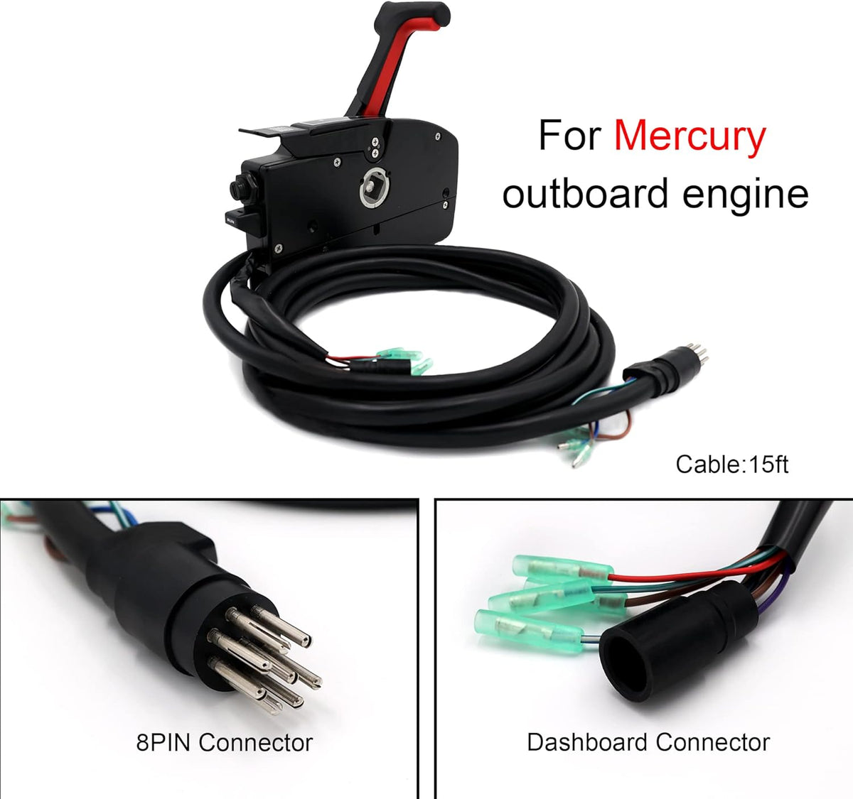 Outboard Remote Control Box with Side Mount, 8Pin Cable, Emergency Lanyard Y27100