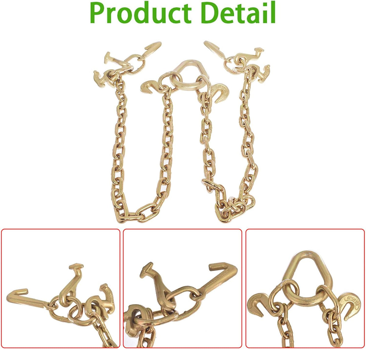 36,4700 LBS Chain V Bridle with RJT Hook Tow Truck Winch Cable Pull Wrecker Recovery Grab Pack of 2 L47215