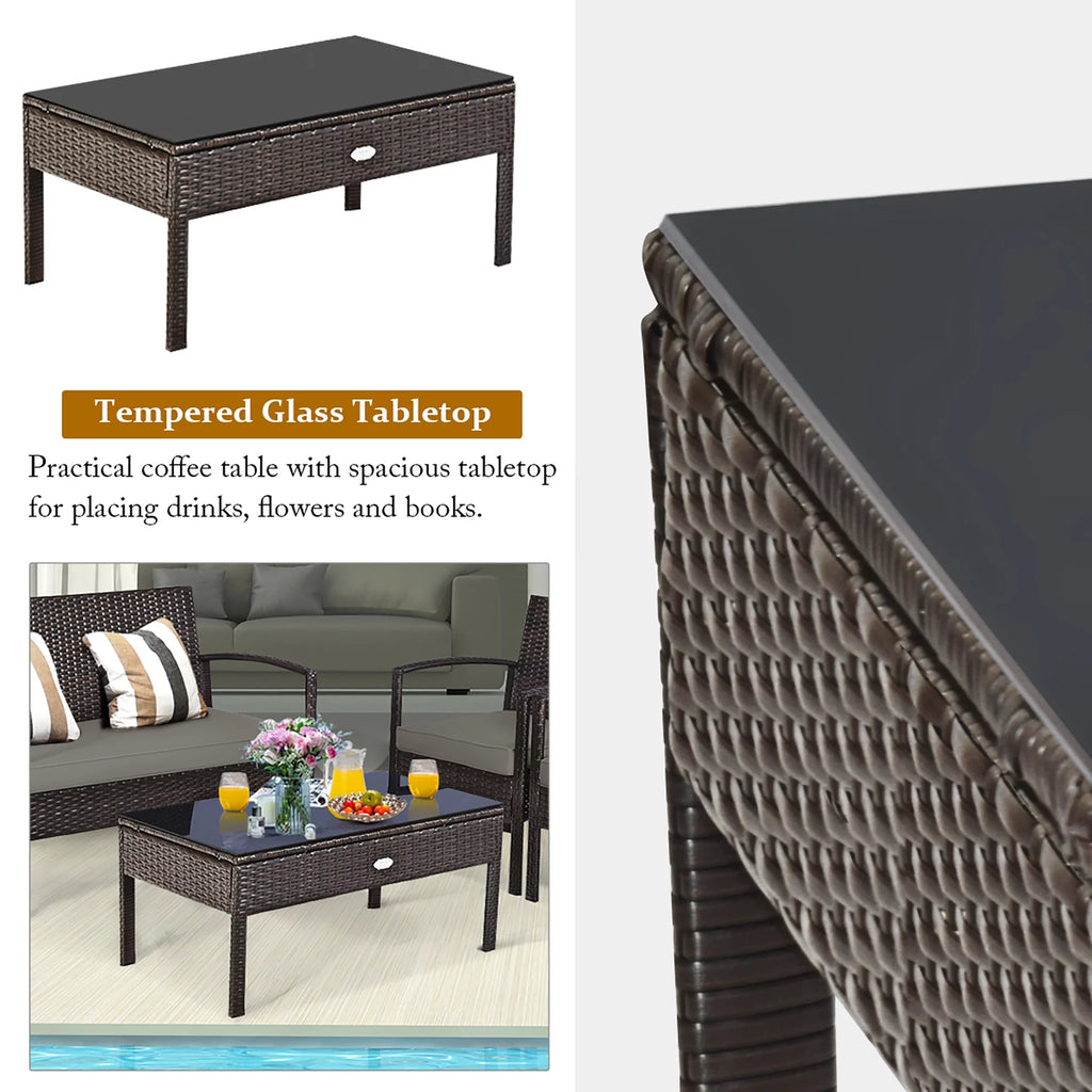 4 Pc Outdoor Patio Rattan Furniture Set A84472