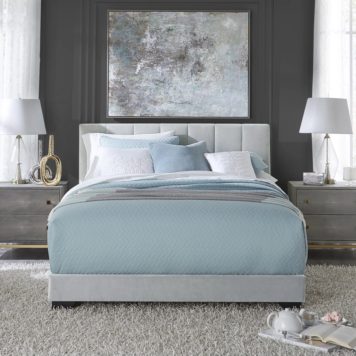 Platinum Gray Upholstered Queen Bed G370
