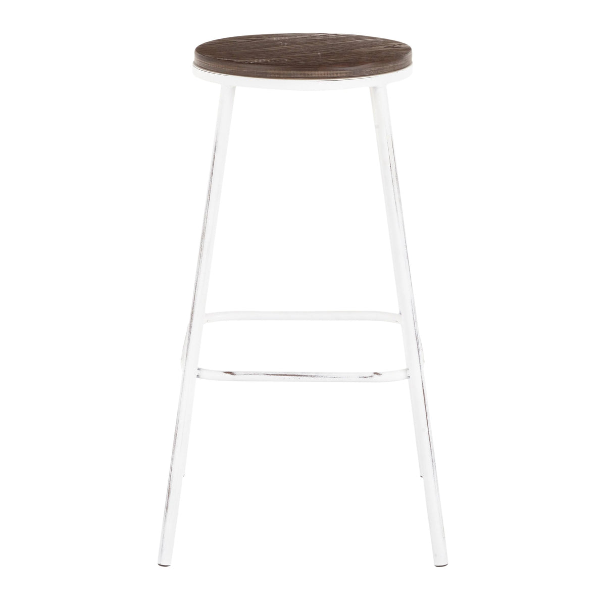 Industrial Round Bar Stool (Set of 2) Vintage White/Espresso D250410