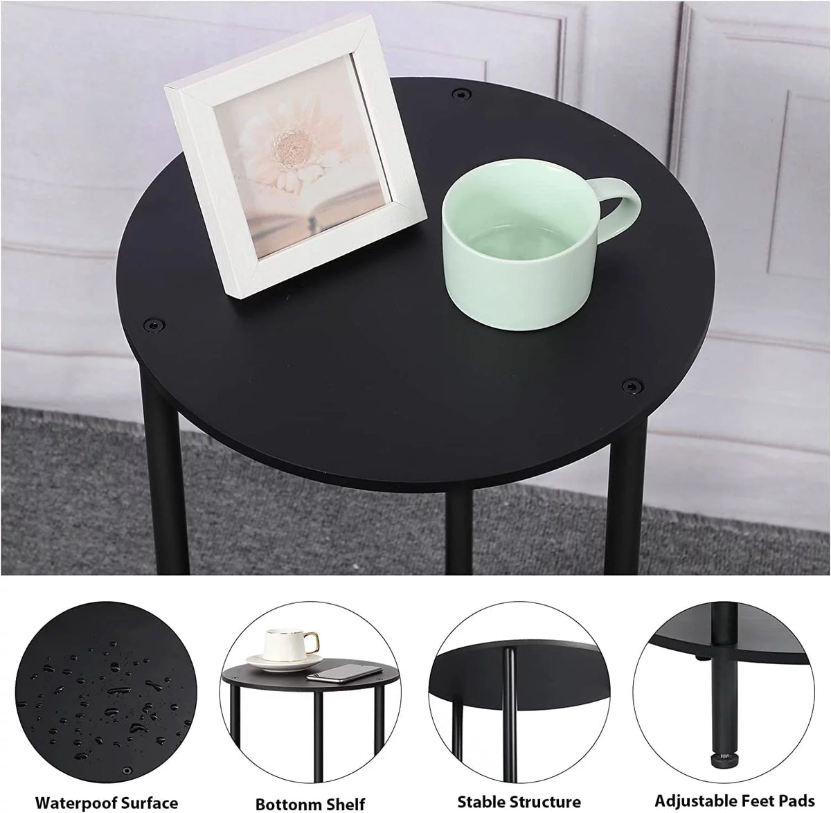 Set of 2 Small Round 2 Tiers Side Table W7096