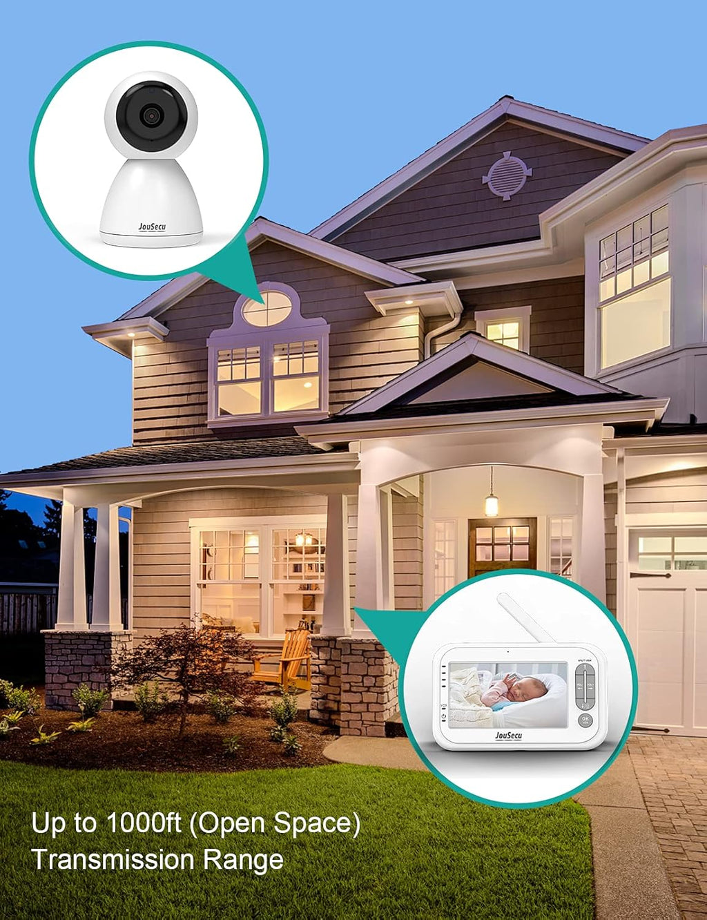 Baby Monitor with 2 Camera and Audio 4.3 Inches LCD Split Screen L6637