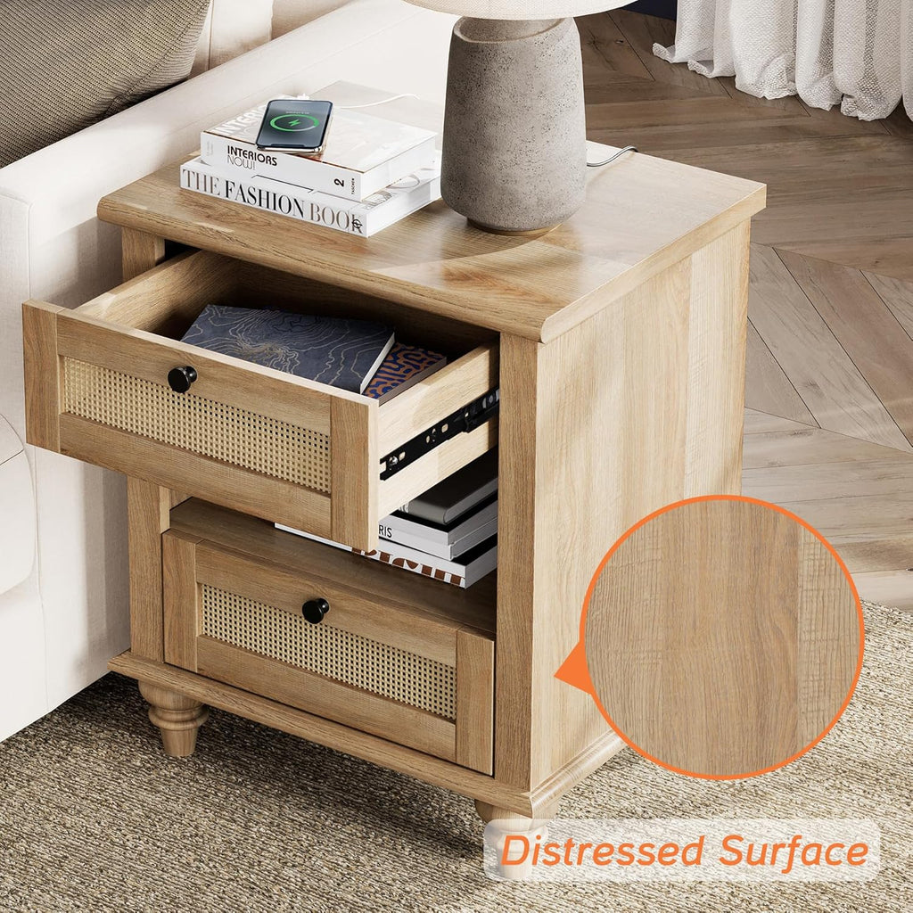 4 Piece Dresser and Nightstand Sets with Charging Station, Oak L4762