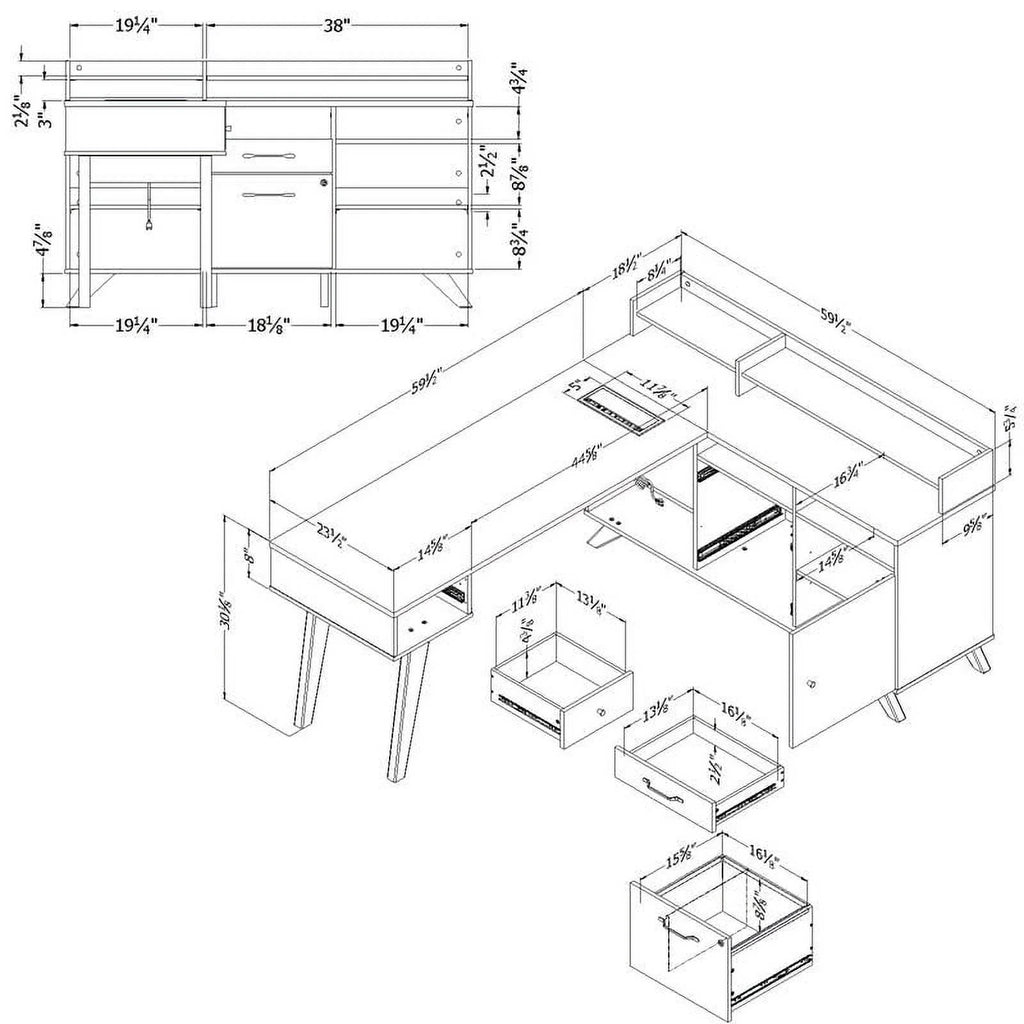 L-Shaped Desk with Power Bar L3071