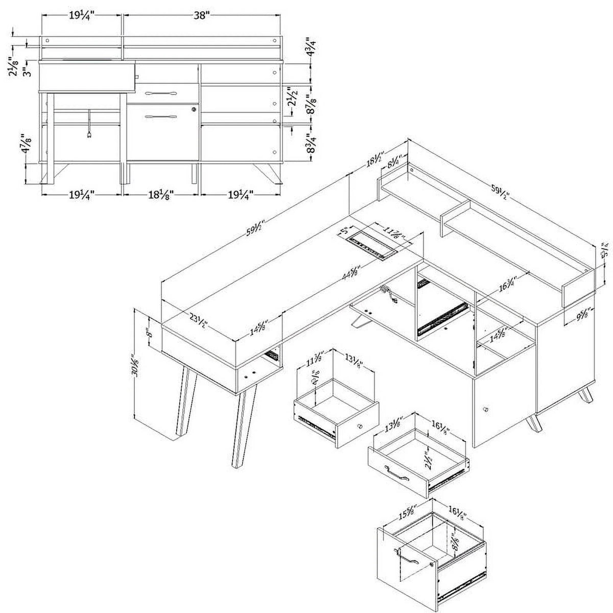 L-Shaped Desk with Power Bar L3071