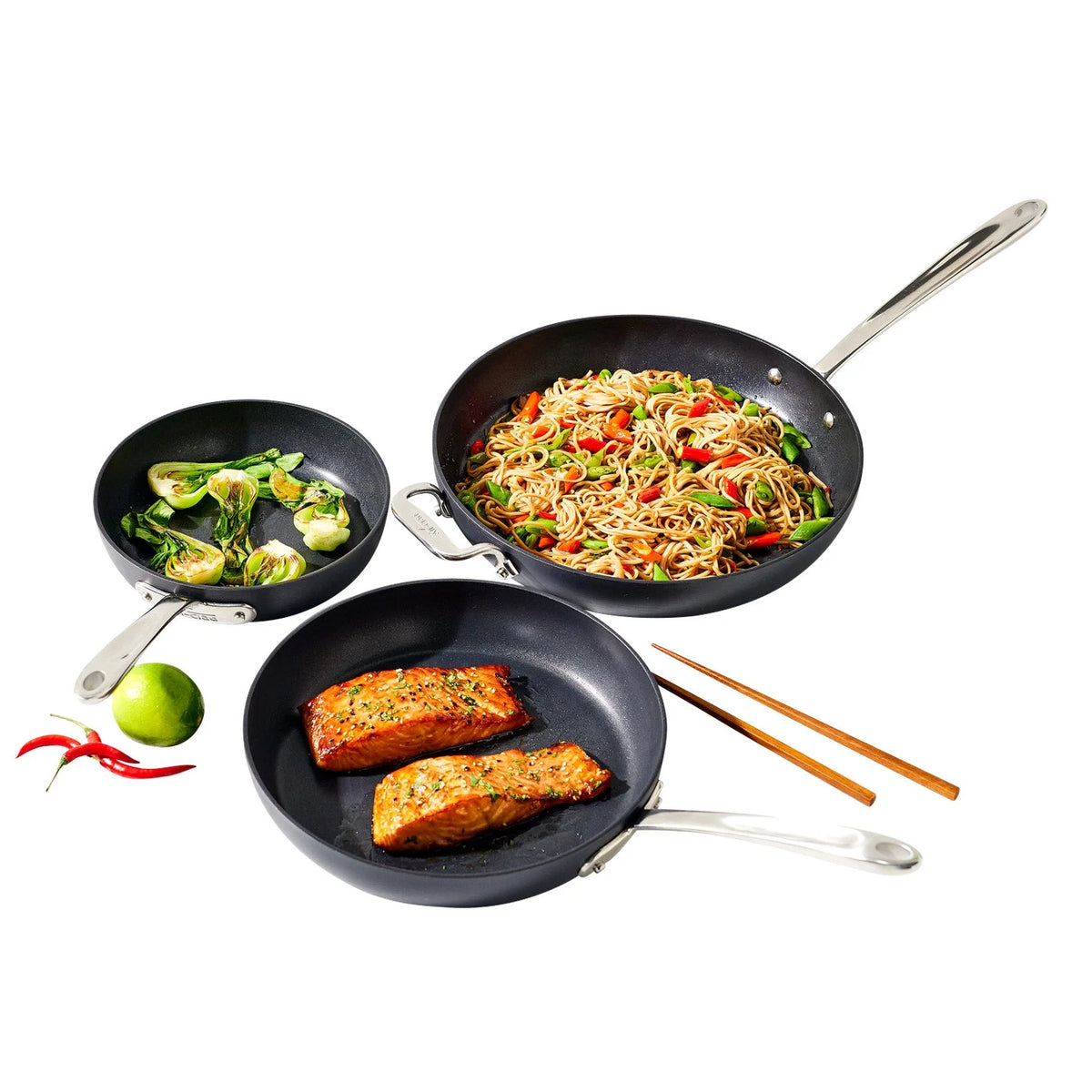 3 Piece Hard-Anodized Fry Pan Set O41935
