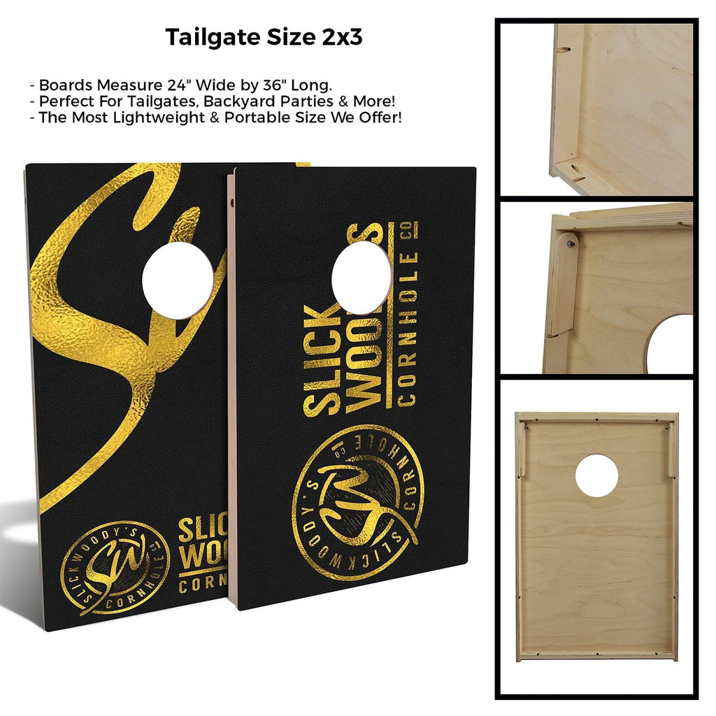 Black and Gold Cornhole Board Set with Carrying Case H750181