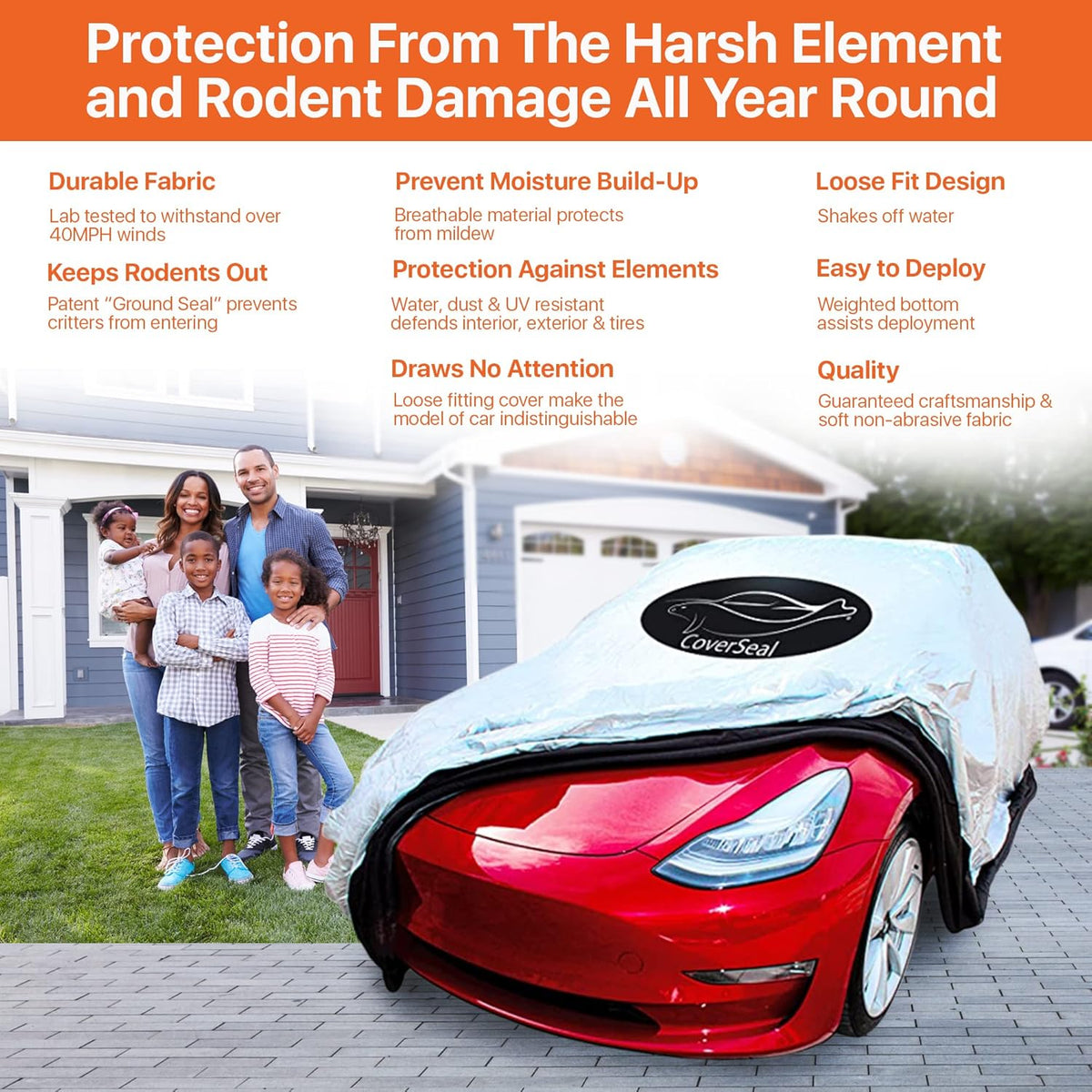Mid Size 189 L x 73 W x 71 H inch Heavy Duty Outdoor Car Cover Y329002