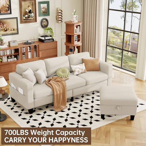 78'' 3 Seater L-Shaped Sectional Sofa with Storage Ottoman V209