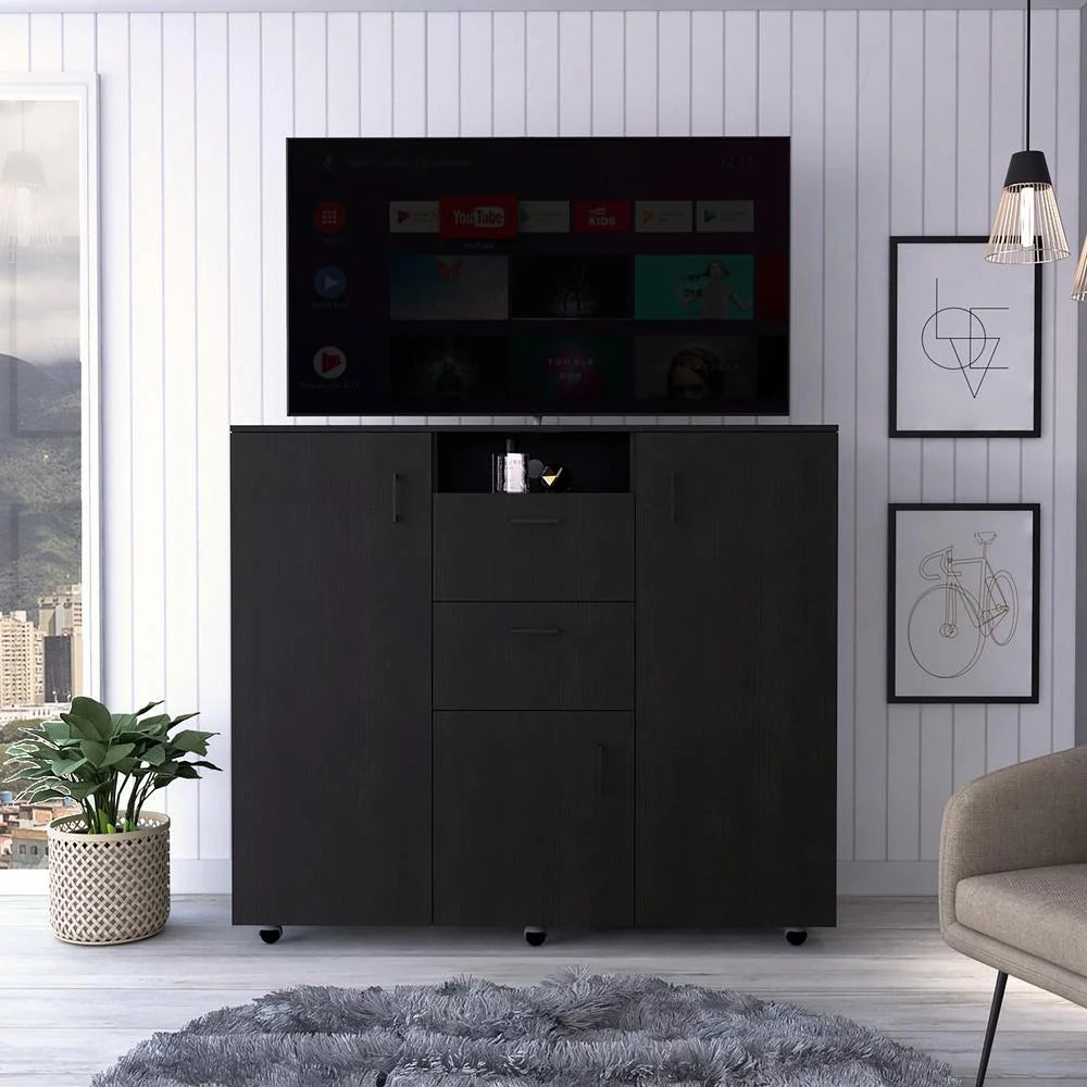 Black Double Door Cabinet Dresser T50209