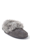 Genuine Rabbit Fur Trim Moccasin E1621