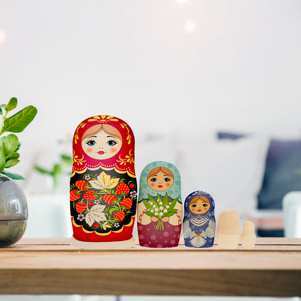 Unpainted Wooden Nesting Dolls Set U740634