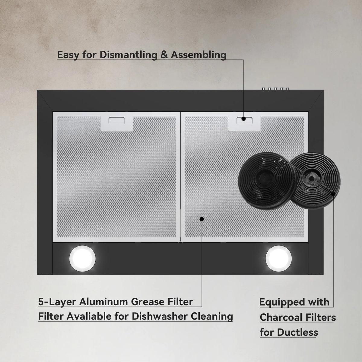30 inch Wall Mount Range Hood with Charcoal Filter H7785