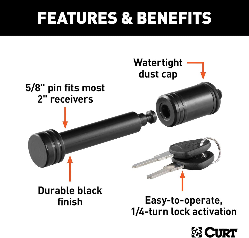 Black 5/8-Inch Pin Diameter Trailer Hitch Lock R673154