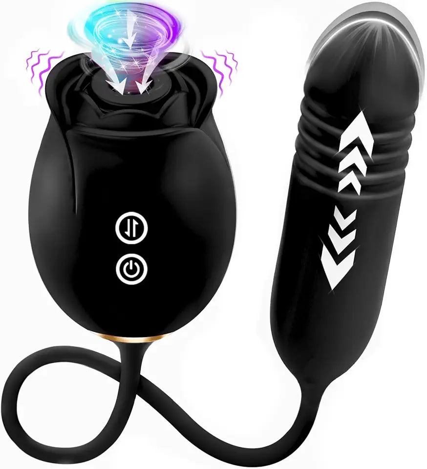 Vibrator with Sucking Thrusting Dildos D625