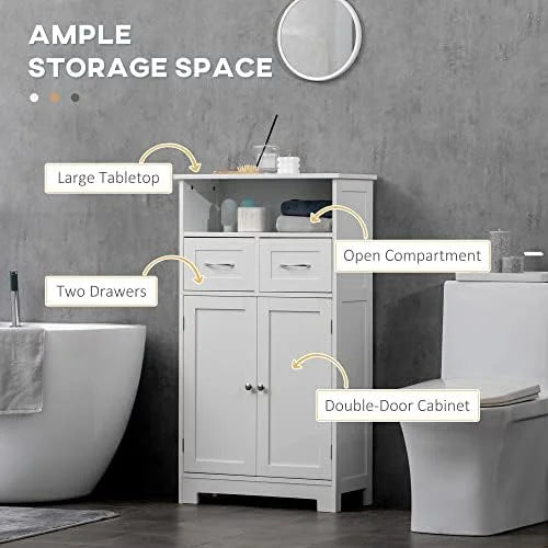 Grey Bathroom Cabinet Organizer with Two Drawers L81778