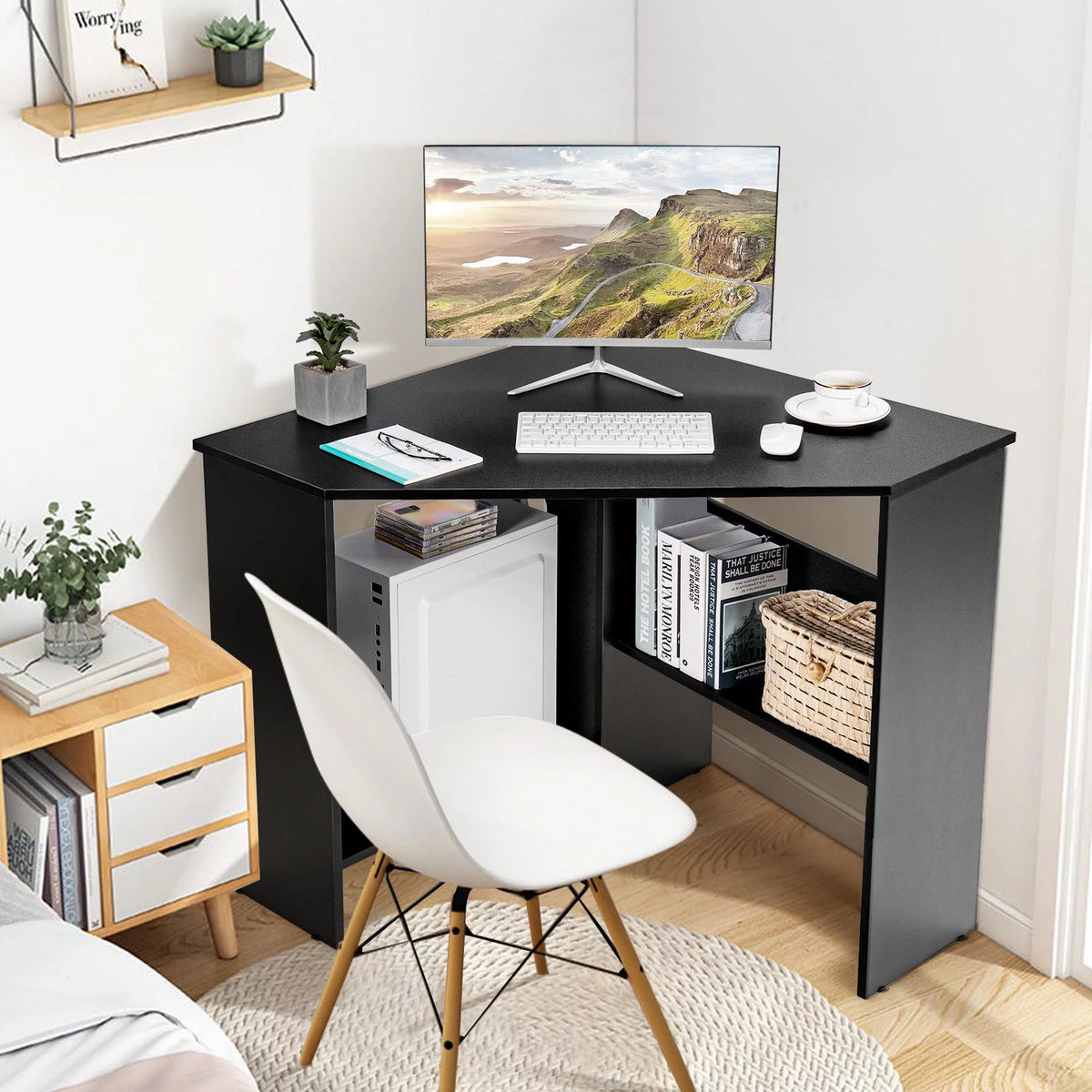 Black Corner Computer Desk L475