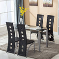 Transparent & Black Tempered Glass Dining Table Set with 4pcs Chairs L141