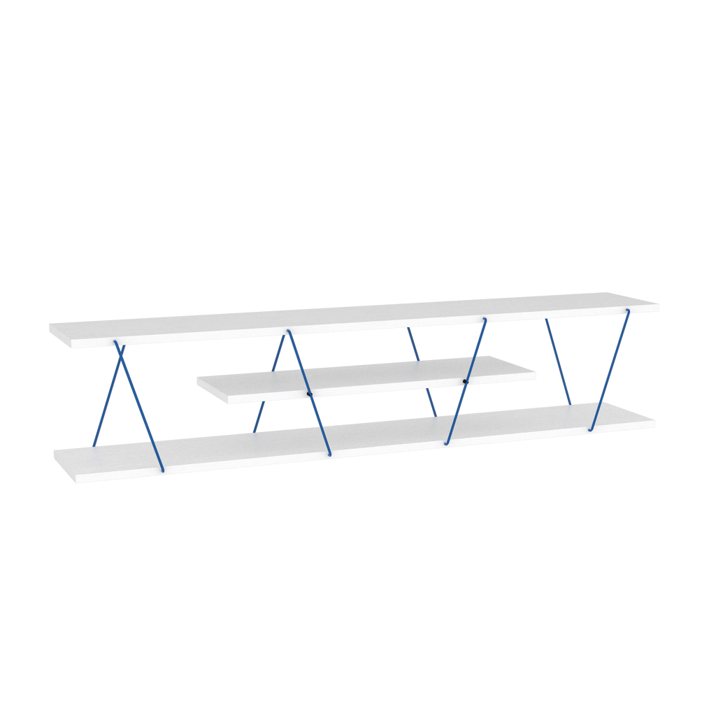 White Blue 4 Shelf 56 inch TV Stand O187