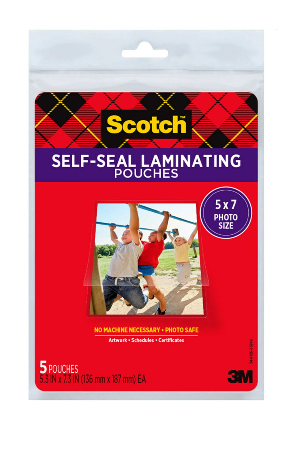 Self-Sealing Photo Laminating Sheets Gloss 5 x 7 5 Sheets H449742
