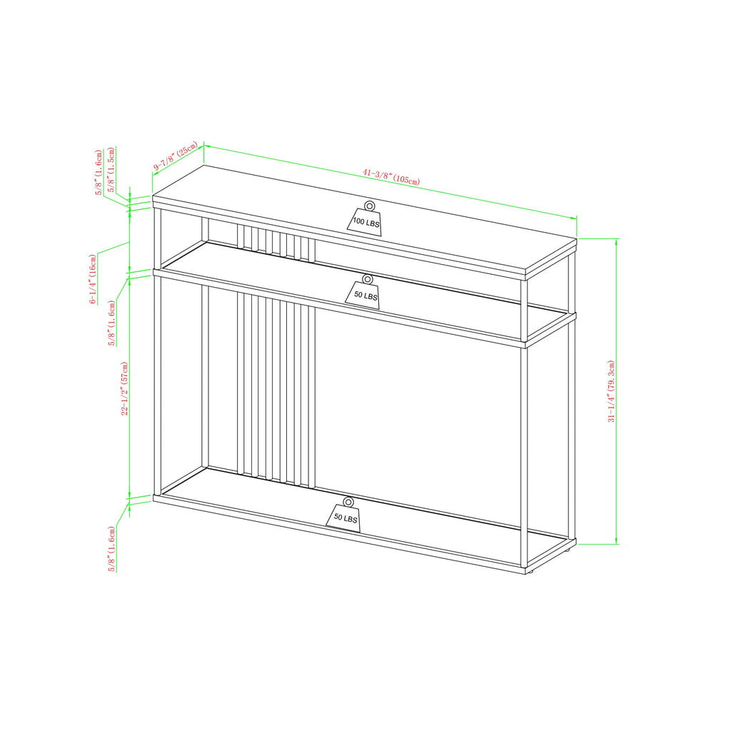41" Slatted-Side Metal Console Table K818