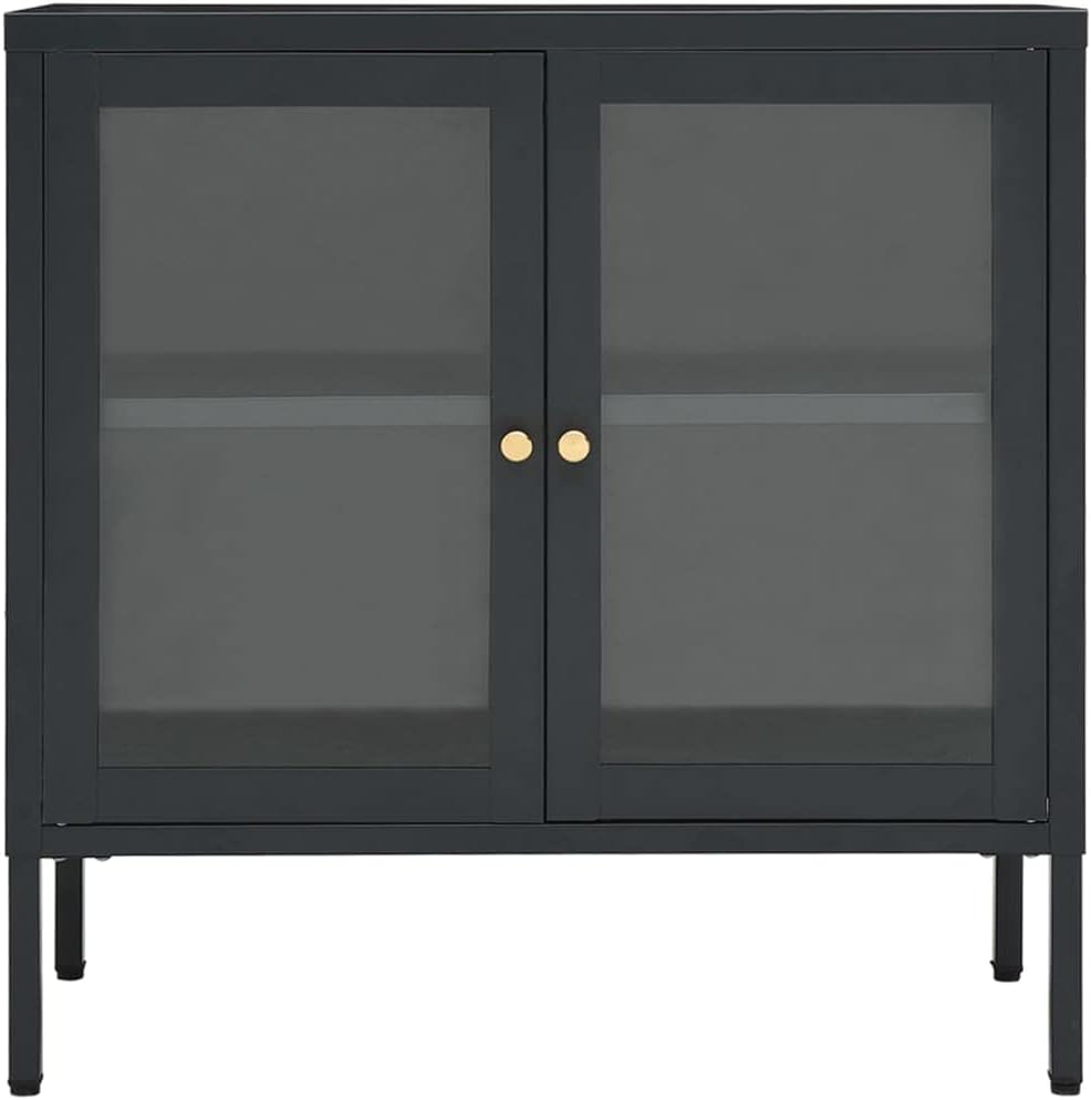 Anthracite Steel and Glass Sideboard C9655