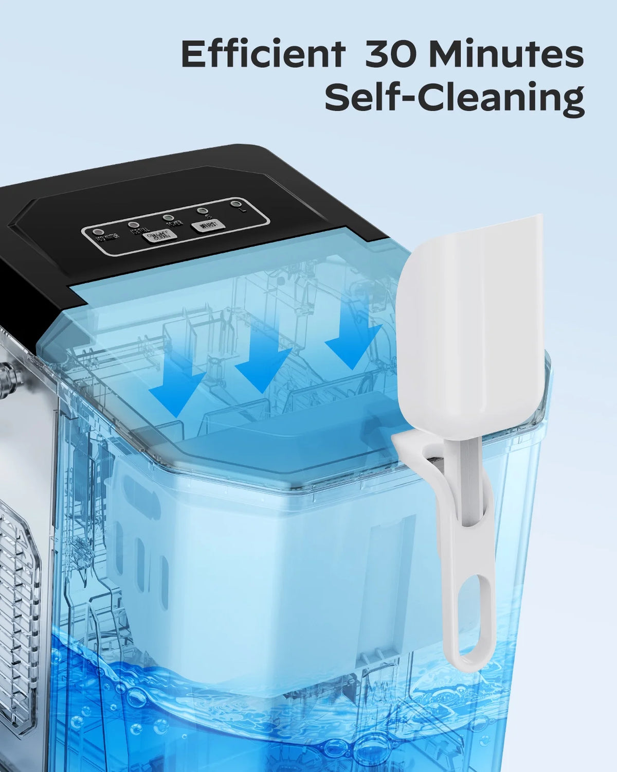 Countertop Ice Maker Machine with Handle, 9pcs/6min, 26lbs/24h, Silver T8414