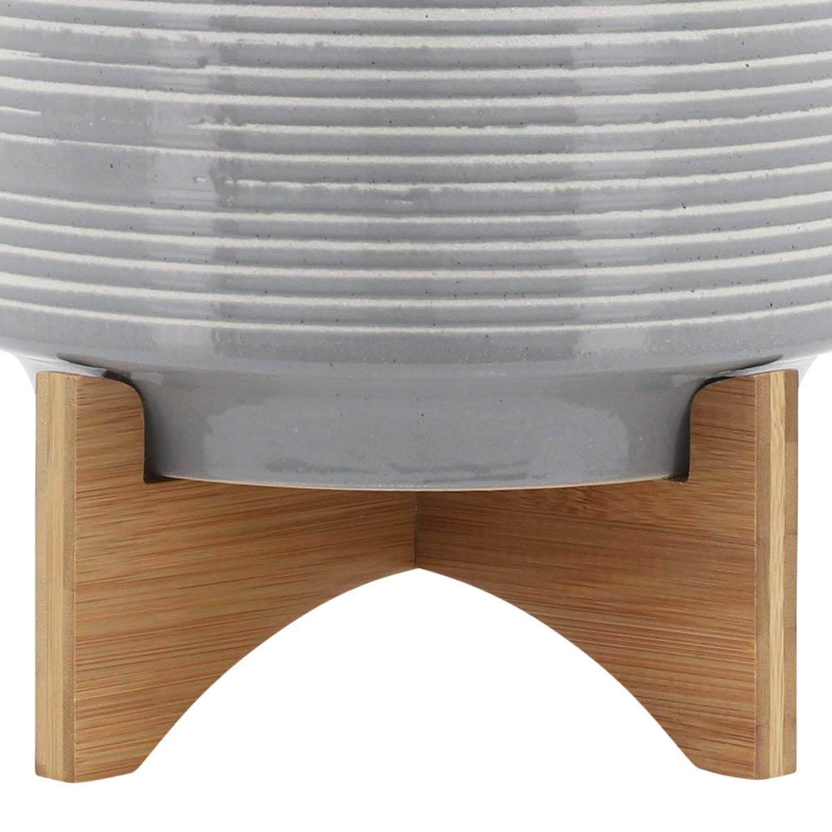 10" Round Striped Ceramic Planter On Stand E530923