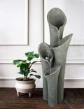 Faux Stone 4-Tier Cascading Water Fountain with LED Lights G239301